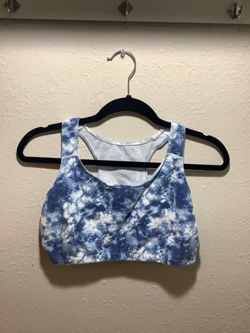 Fruit of the Loom Sports Bra Blue Tie Dye Racerback 95% Cotton - Medium 42